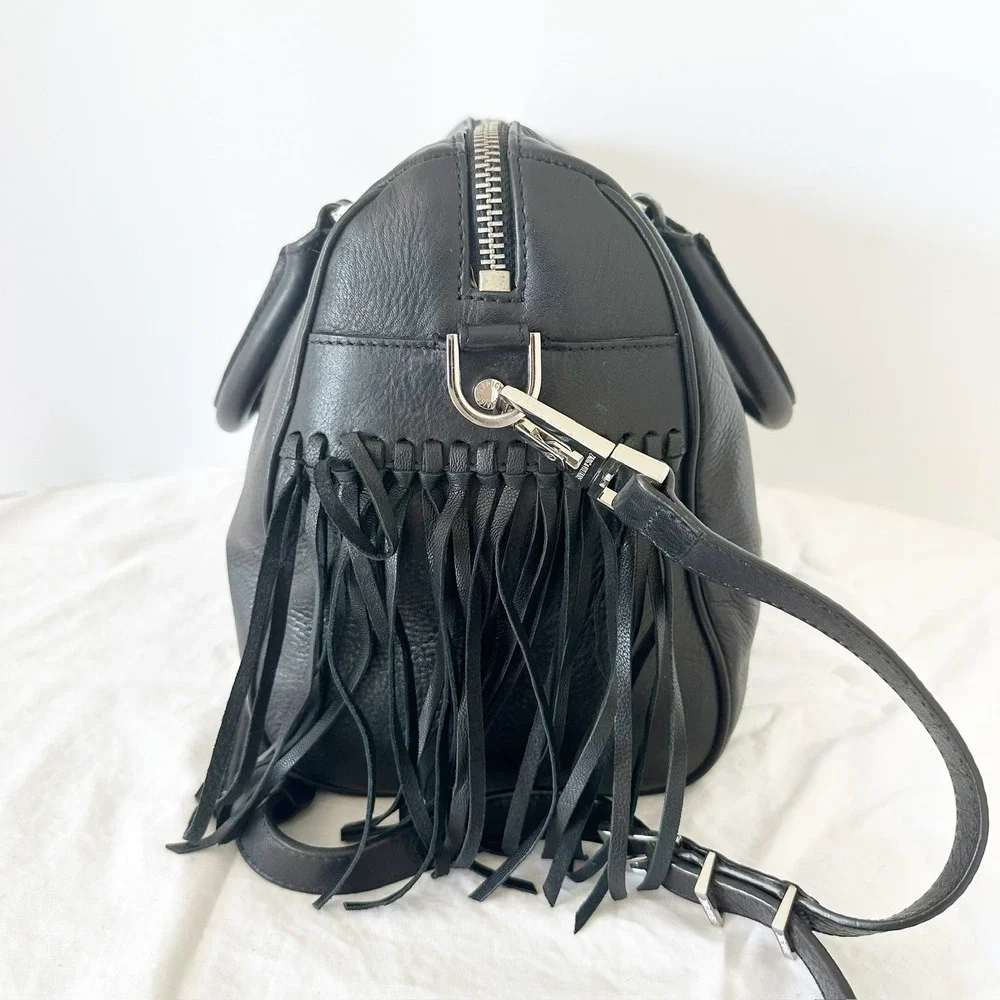 Zadig & Voltaire Black Leather Satchel with Silver Hardware